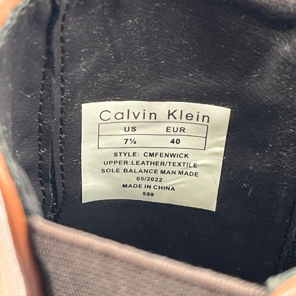 Calvin Klein Fenwick Chelsea Boots Size 7.5 Brown Leather Pull-On Round Toe - Picture 12 of 15